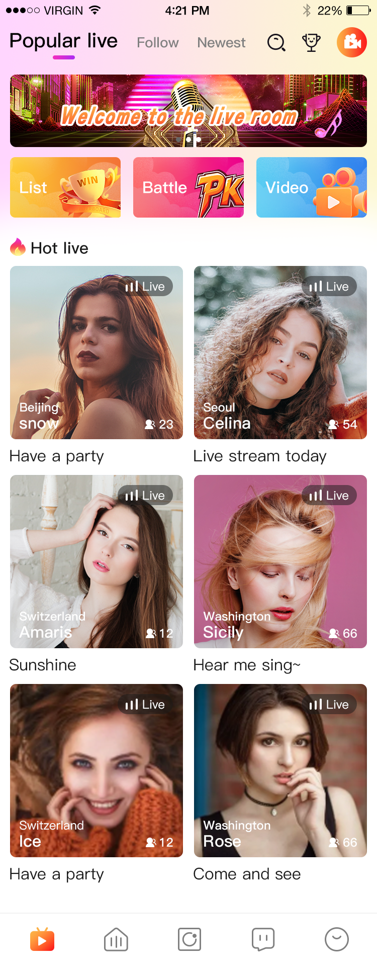 Live Streaming Interface