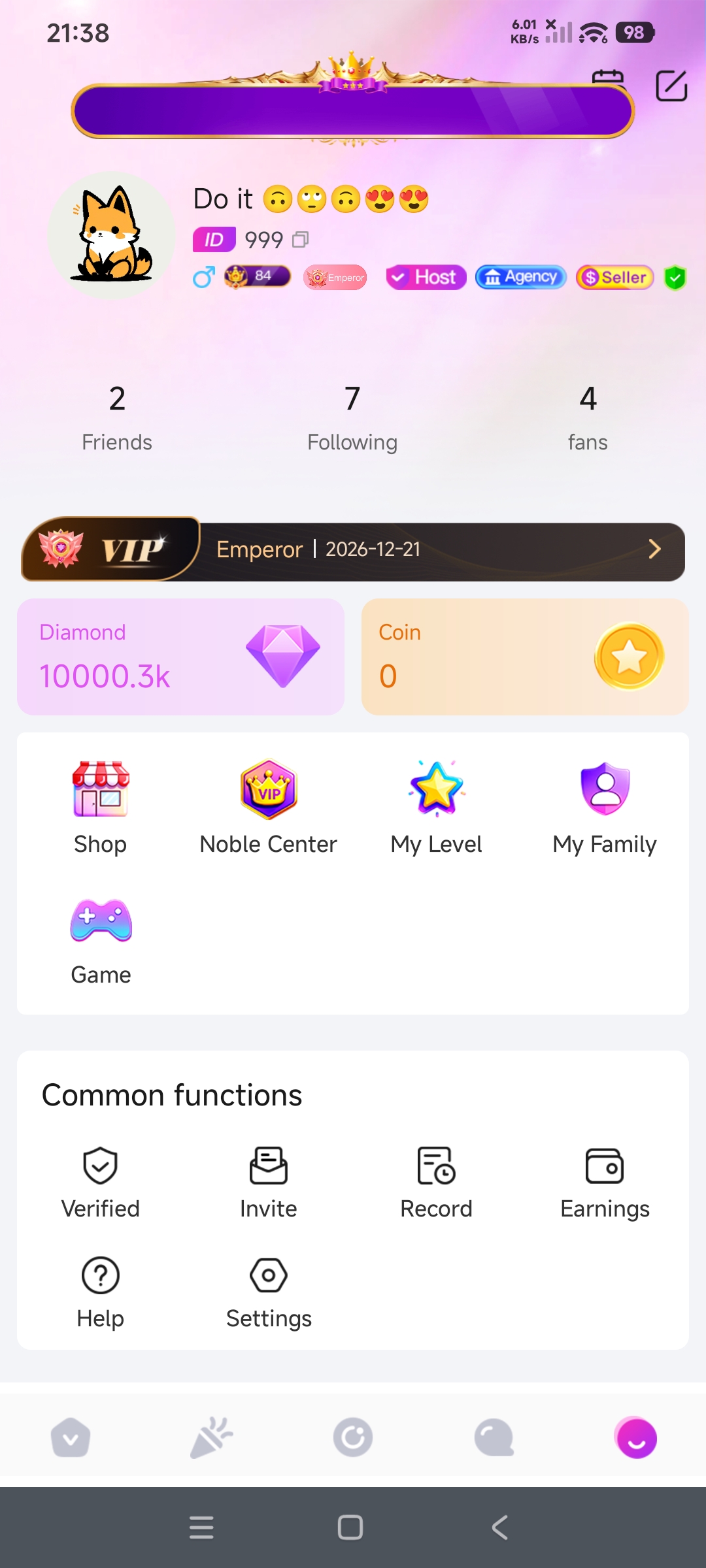 User profile center