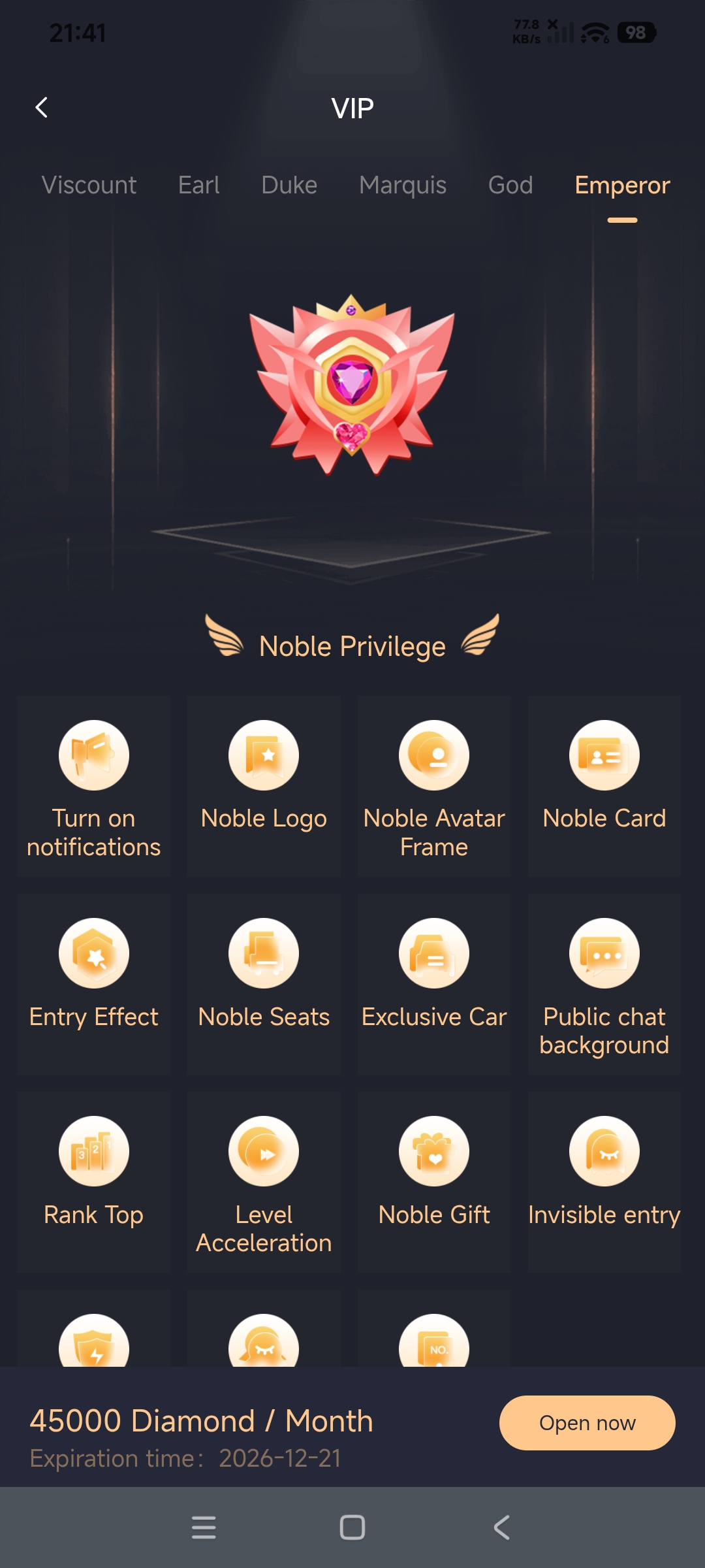 VIP membership tiers