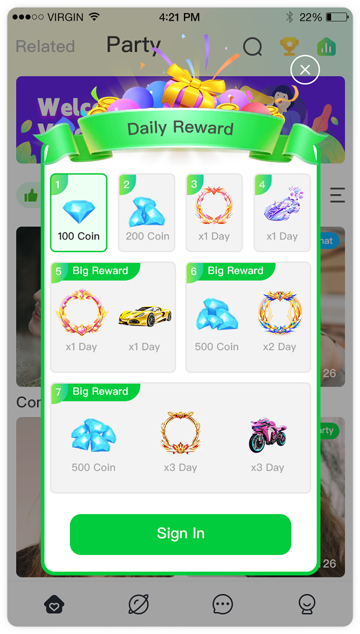 Voice chat ranking and event interface preview